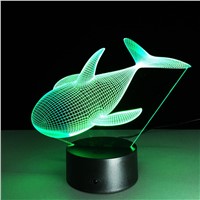 3D Lamp Visual Light Effect Touch Switch Colors Changes Night Light (Whale)
