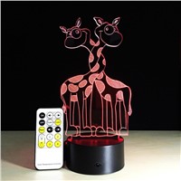 3D Lamp Visual Light Effect Touch Switch &amp;amp;amp; Remote Control Colors Changes Night Light (Giraffe)