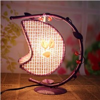Creative Wrought Iron Desk Lamp Hanging Moon Light with US Plug (Purple)