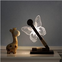 Dimmable USB Butterfly Table Light 3D Nightlight LED Table Lamp Home Decor with US Plug