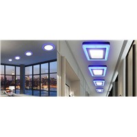 cheap square two-color matte panel lights 3+2w blue+Warm White/blue+Cold White led panel light atmosphere two colors  light
