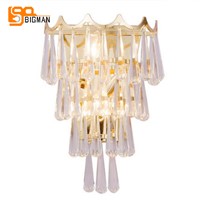 New Arrival luxury crystal wall lighting lustre gold wandlamp AC110V  220V modern wall lights for home