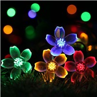 POTENCO 7M 50LED Flowers Solar String Lights Fluorescent Night Light Wedding Decoration Garden Home Decor Lamp Party Supplies