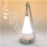 USB Charging LED Touch Controlled Table Lamp Speaker Light Adjusted Audio Desk Lamp (White)