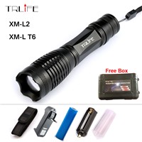 8000 Lm Flashlight Zoomable/Adjustable Lamp LED CREE XM-L T6 L2 Tactical Camping Light Lanterna +18650 Battery+ Charger FREE GIF