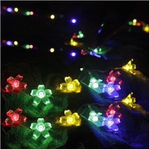 LED Crystal Cherry Flower String Light Holiday Lighting Lamps Garland Garden Party Wedding Christmas Luminaria Decoration