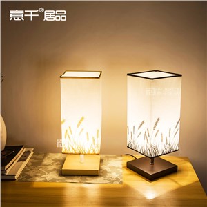 Nordic Style Cloth &amp; Wood Wheat Desk Lamp Living Room Study Bedroom Dimming Reading Lamp