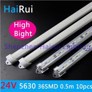 10pcs DC24V SMD 5730 50CM 36led bar light car Hard Rigid LED Strip Bar Light with U Aluminium shell +pc cover for car and boat