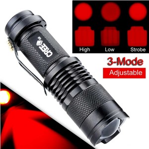 Mini Waterproof LED Tactical Flashlight 300 Lumens Zoomable Red Light LED 3 Modes Flashlight Torch Lamp For AA/14500