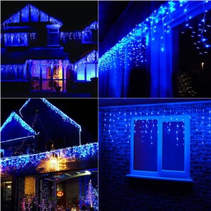 Romantic 224LED Home Christmas Xmas Festival Wedding Blue Gorgeous Curtain String Light Decoration 5M