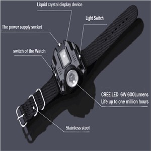 Led watch Flashlight Flash Light lamp XPE Q5 R2 LED Wristlight Torch Light USB Charging Rechargeable tactical linternas