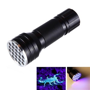 Fine UV Ultra Violet 21 LED Flashlight Mini Blacklight Aluminum Torch Light Lamp CLH