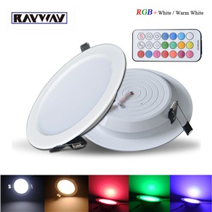 Professional Dimmable LED Panel Light 10W RGB+white/Warm white AC 85-265V Ceiling Downlight + timer remote control + led driver