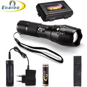 3800 lumens Flashlight CREE T6 LED Zoomable Zoom Flashlight Tactical Torch + 18650 battery &amp; Charger Gift Boxes
