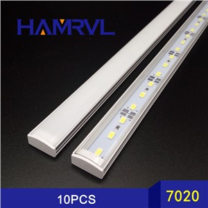 LED Bar Lights White Warm White Cold White DC12V 7020 LED Rigid Strip LED Tube with U Aluminium Shell + PC Cover 10pcs/lot