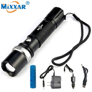 RU CREE XM-L T6 3800LM LED Flashlight Rotate Focus Portable Torch Zoomable Rechargable Lantern Lamp 18650 or 3xAAA battery