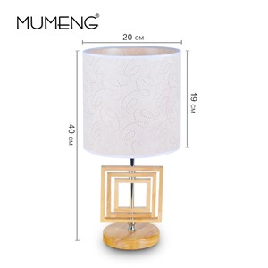 MUMENG Fabrics Modern Crystal Table Lamp Square Wood Table Light AC110V-220V 40W Indoor Lamp For Home Living Room Bedroom