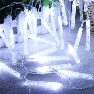 Solar Powered 20 LED Icicle Bubble Bar Picks Cone Lamp Strip Decorative String Light Wedding Christmas Party Garland Decoration