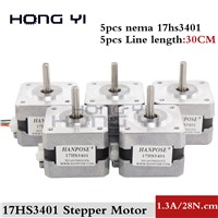 5 Pcs / Lots 17HS3401 4-Lead Nema17 Stepper Motor 42 Motor for 3D Printer 1.3A CE ROSH ISO CNC Laser Grind Foam Plasma Cut