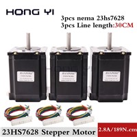 3 Pcs 23HS7628 4-Lead Nema 23 Stepper Motor 57 Motor NEMA23 Stepper Motor(23HS8430) 2.8A ISO CNC Laser Grind Foam Plasma Cut