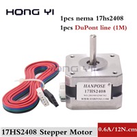 17HS2408 4-Lead Nema17 Stepper Motor 42 Motor with DuPont Line 0.6A CE ROSH ISO CNC Laser Grind Foam Plasma Cut 3D Printer