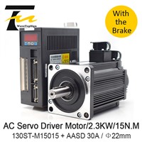 AC Servo Motor Kit with Brake 130ST-M15015 220V/380v 2.3KW 1500RPM 15N. M Servo Motor Driver AASD-30A +5m Data Cable