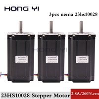 Cheap CNC! 3PCS Nema 23 Stepper Motor Dual Shaft 57BYGH 2.8A 100mm CE ROHS ISO Embroidery 3D Printer