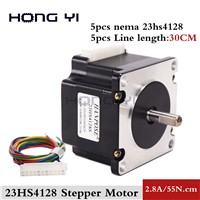 5pcs NEMA23 Stepper Motor 41mm 2.8A 0.55N. M 78Oz-in Nema 23 Hybird Stepper Motor 4-Wires Stepping Motor for CNC Machine 3D Print