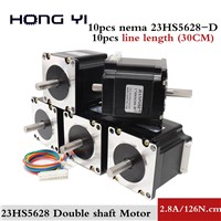 10PCS 23HS5628 4-Lead NEMA 23 Stepper Motor Double Shaft 2.8A 2.6N. M Dual Shaft D=8mm 57x56mm Stepping Motor for CNC