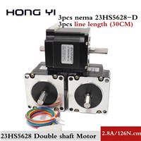 3pcs 57BYGH56 Double Shaft 4-Lead Nema 23 Stepper Motor 57 Motor 2.8A 126N. Cm CE ROSH ISO CNC Laser Grind Foam Plasma Cut