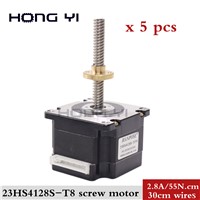 5pcs 23HS4128s-T8 310MM Screw Motor Laser &amp;amp; 3D Printer Nema 23 Screw Stepper Motor + Copper Nut Lead 2/4/8mm for CNC