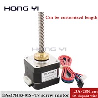 Free Shipping 17HS3401S-T8 8mm Nema 17 Screw Stepper Motor Pitch with Brass Nut for CE ROSH ISO CNC Laser &amp;amp; 3D Printer