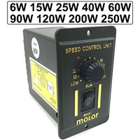 220V AC Motor Speed Controller 6/15/25/40/60/90/120/200/250W AC 220V for Forward Reverse Single-Phase AC Geared Motor Control