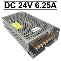 High Quality Power Supply Input AC 110V 220V Output to DC 24V 6.25A 150W & 2 Wires Output for DC Motor Or LED Strip
