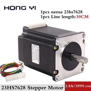 1PC Nema23 Stepper Motor 23HS7628 4-Lead 270oz-in 76mm 2.8A Bipolar CE ISO ROHS CNC Router Engraving Machine