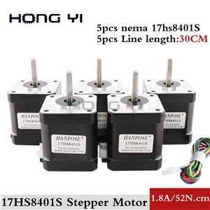 Free Shipping 5pcs 4-Lead Nema17 Stepper Motor 48mm / 78Oz-In / 1.8a Nema 17 Motor 42BYGH 1.7A (17HS8401-S) Motor for 3D Printer