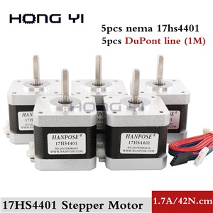 Free Shipping 5PCS 17HS4401 4-Lead with 1M DuPont Line Nema17 Stepper Motor 42 Motor 1.7A CE ROSH ISO CNC & 3D Printer