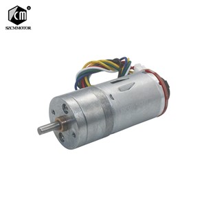 12RPM-1360RPM Large Torque Speed Reduction Gear Motor with Encoder 25mm Diameter Gearbox Encoder Geared Motor