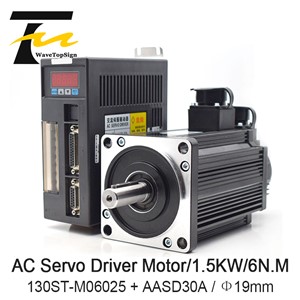 WaveTopSign 1.5KW AC Servo Motor Kit 6N. M 2000RPM 130ST-M06025 AC Motor Matched Servo Motor Driver AASD 30A Complete Motor