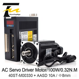 WaveTopSign 100W AC Servo Motor Kits 0.32N. M 3000RPM 40ST-M00330 AC Motor Matched Servo Motor Driver AASD 10A Complete Motor