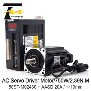 WaveTopSign Servo Motor Driver 750W AC Servo Motor 80ST-M02430+AC Servo Motor Driver 220V AASD 20A for CNC Engraver & Cutting
