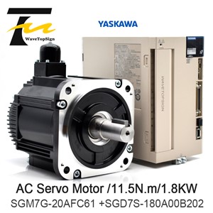 Yaskawa Servo Motor SGM7G-20AFC61 +SGD7S-180A00B202 Driver Speed 1500RPM Torque 11.5N. M Voltage AC200V