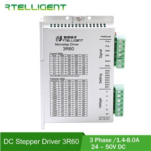 Rtelligent 3R60 3 Phase1.4-8.0A Stepper Motor Driver 24-50VAC/DC Motor Driver Controller for Nema17 23 24 CNC Kit Stepper Motor