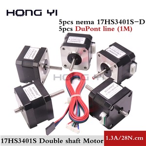 5pcs/Lot Stepper Motor 42 Double Shaft Motor 42BYGH 1.3A 17HS3401S Two Aixs Motor 4-Lead NEMA 17 for 3D Printer