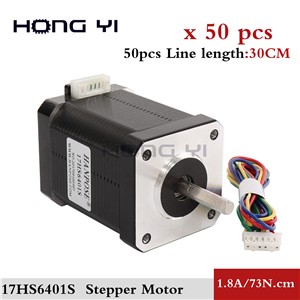 50PCS Nema 17 Stepper Motor 60mm 17HS6401 42BYGH 1.8A 73Ncm CE ROSH CNC Laser Grind Foam Plasma Cut