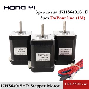 3pcs 3D Printer 17HS6401 Nema 17 Stepper Motor 60mm / 2-Phase Hybrid Stepper Motor 1.8A, 0.73NM, 4-Wire Stepper Moto CNC