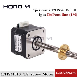 Free Shipping Nema 17 Screw17HS3401S-T8 8mm Laser & 3D Printer Stepper Motor Pitch with Brass Nut for CE ROSH ISO CNC