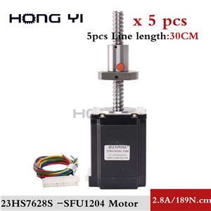 5PCS 23hs7628-Sfu1204-100/200/300mm Nema 23 CNC Ball Screw for 3D Printer Stepper Motor 4-Leads 76mm