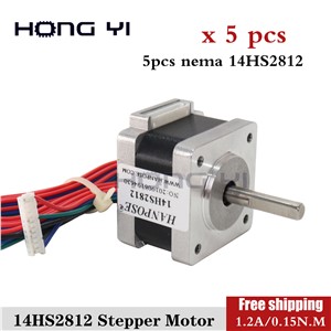 Free Shipping 5 PcS 28mm Length Hybrid Stepper Motor Neam 14 14HS2812 1.2A 2-Phase 4-Wire 1.8-Degree for New CNC 3D Printer