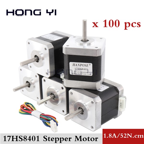 Free Shipping 100 PCS / Lot 4-Lead Nema17 Stepper Motor 42 Motor 17HS8401 1.8A CE ROSH ISO CNC Laser Grind Foam Plasma Cut